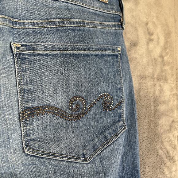 NYDJ Jeans Size 8 Blue Skinny Ankle Lift Tuck Tech Bling Embroidered Pockets - Picture 4 of 12